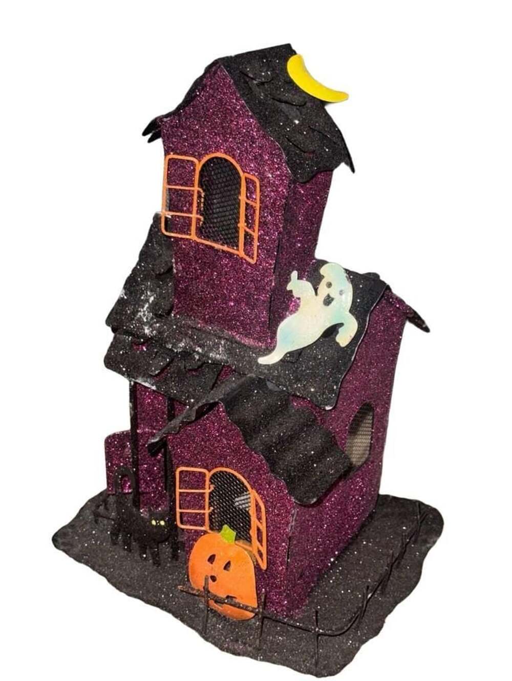 Raz Imports Lighted Purple Glitter Halloween Haunted House